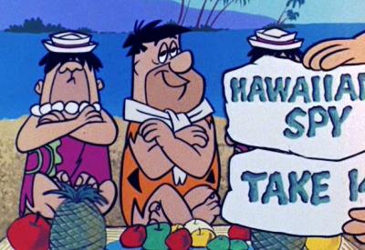 FLINTSTONE "Hawaiian Escape" Fred shoots a TV luau